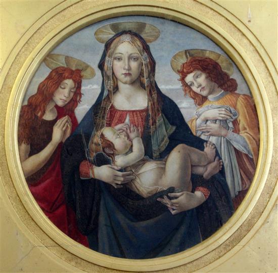 After Botticelli Virgin and Child, tondo, 15in.